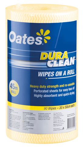 Oates Duraclean Wipes 45M Yellow / Roll