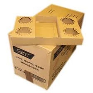 Carry Tray Cardboard Kraft 4 Cup /100