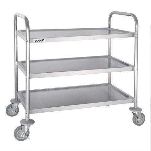 3 Tier Clearing Trolley Medium Stainless Steel