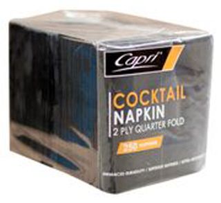 Capri Cocktail Napkins Quarter Fold Black 2 Ply /2000