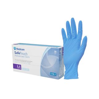 SafeTouch Advanced Slim - Blue Nitrile Examination Gloves Medium - Box 100