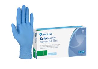 SafeTouch Advanced Slim - Blue Nitrile Examination Gloves Large - Box 100