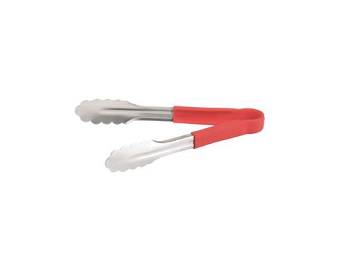 Tongs S/Steel Colour Coded Hdl 23Cm Red