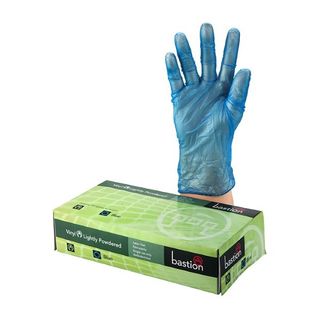 Vinyl Blue Powdered Gloves - Box 100