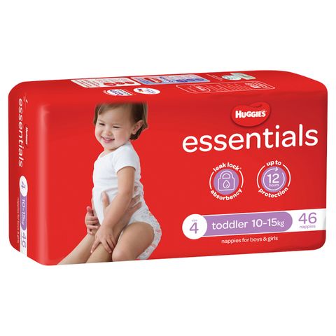Huggies Essential Nappies Toddler 10-15K Siz 4/184
