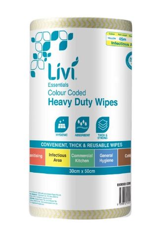 Livi Commercial Wipes Yellow Roll 6005