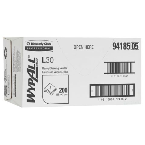 Wypall L30 Embossed Wiper Blue 42Cmx39Cm / 200