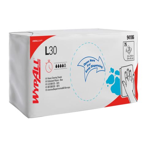 KCA Wypall L30 Embossed Wiper Blue 42X24Cm / Ctn