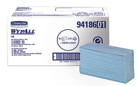 KCA Wypall L30 Embossed Wiper Blue 42X24Cm / Ctn