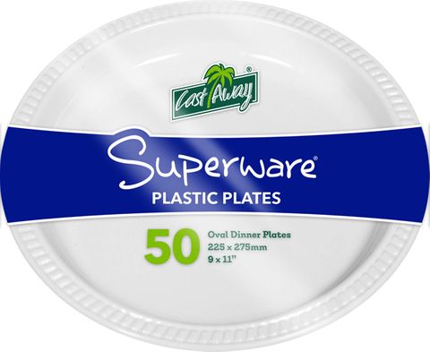 Plate Oval Plastic White 11" 215 Mm /500