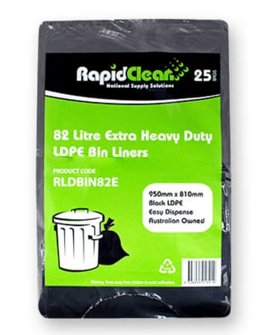 Bin Liner Extra HD LDPE 960X810Mm Black 82L/200