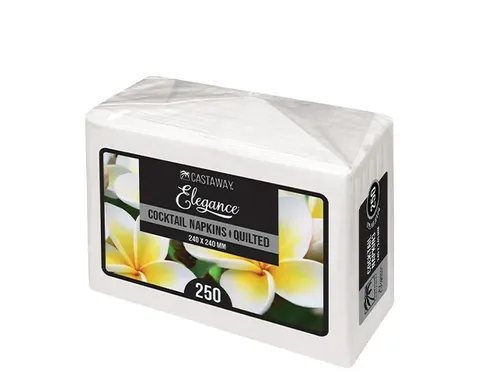 Napkin Elegance Cocktail Quarter Fold White /1000