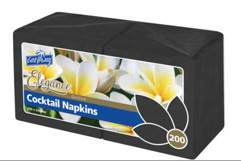 Napkin Elegance Cocktail Quarter Fold Quilted Black /1000