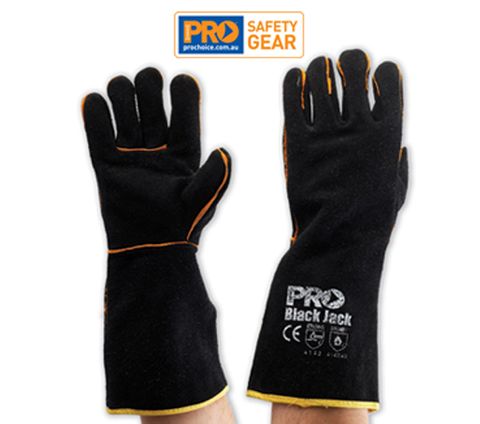 Single Welding Glove Long Black And Gold 406mm