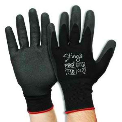 Stinga Black Pvc Foam Glove Sz 9/L / Pair