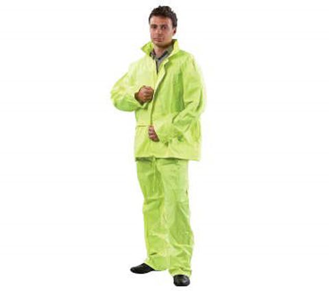 Hi Vis Yellow Rain Coat & Trouser Set / Large