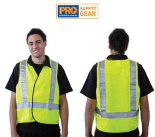 Safety Vest Fluro Yellow H Back Day/Night / Lge