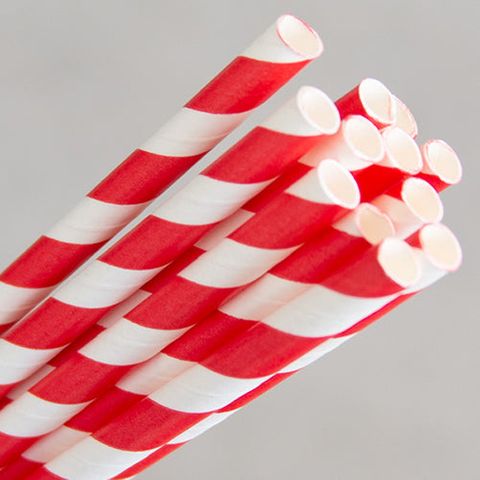 Regular Paper Straw 10X250 Red Stripe