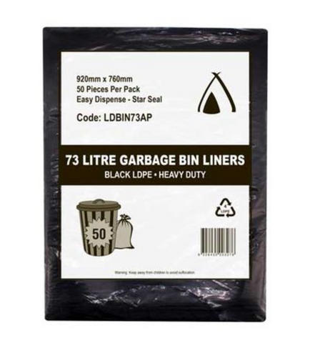 Bin Liner 73Lt Black LDPE 23Um /250