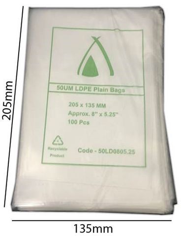 Polybag Plain 205 X135 50Um/100 Pack