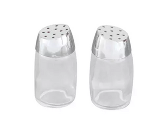 Salt & Pepper Set Glass Slant Top - Chrome