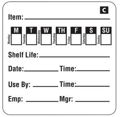 Freezable Day Of Week Labels Shelf Life/Use By 500