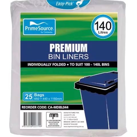 Garbage Bag Med. Density Nat 140 Ind. Fo