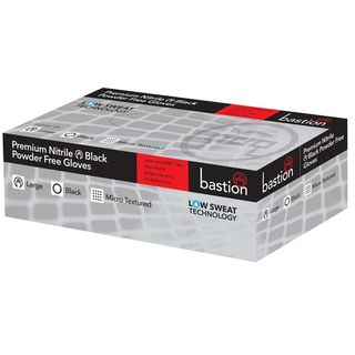 Bastion Nitrile Glove Black P/Free Medium/ 100