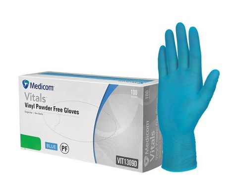 Vinyl Blue Powder Free Gloves - Box 100