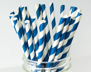 Paper Straw Regular 3 Ply  Blue & White Stripe /2500