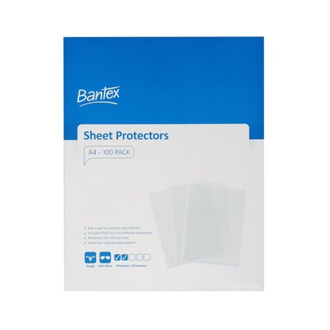 Bantex Sheet Protectors A4 PP Tough Clear /100