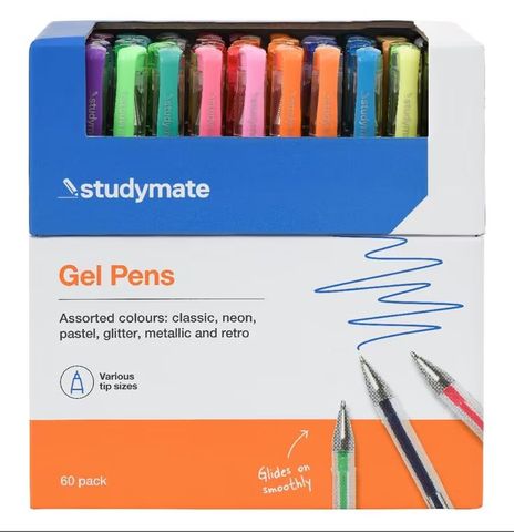 Studymate Gel Pens Capped Asst /60