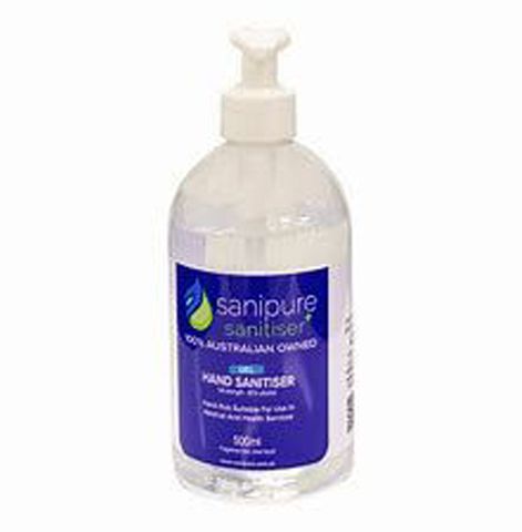 500Ml Gel Hand Sanitiser Pump 80% Alc 12/Cartonsanipure