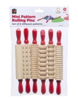 Educational Colours Mini Wooden Rolling Pin Patterned