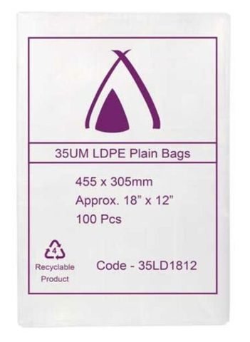 35 Micron Ldpe Plain Bags 455 X 305 Clea