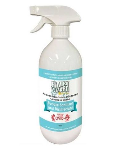 Enzyme Wizard Surface Sanitiser & Disinfectant 750ml Spray Bottle (Blue)