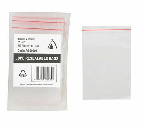 Ldpe Resealable Bags 150 X 100 Clear 6"