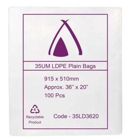 35 Micron Ldpe Plain Bags 915 X 510 Clea