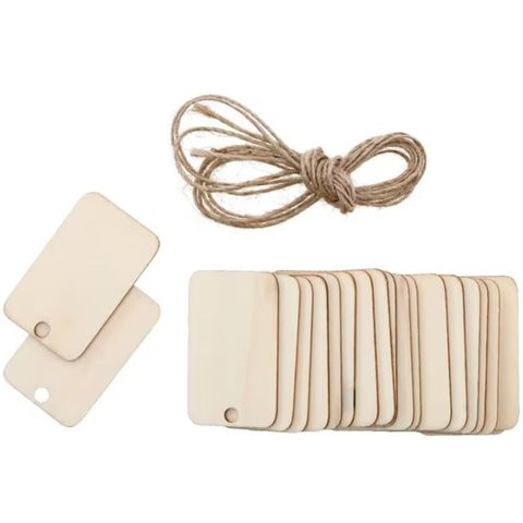 Wooden Tags With Twine 20 Pack