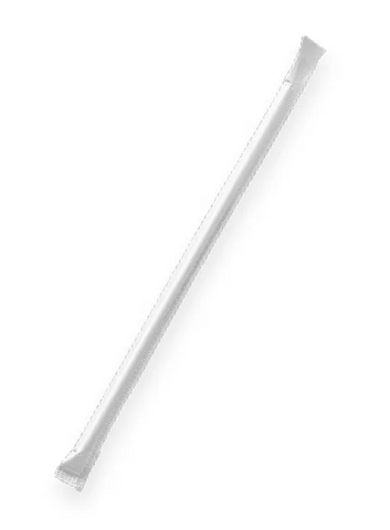 Paper Straw Flexi Individually Wrapped 3 Ply Plain White