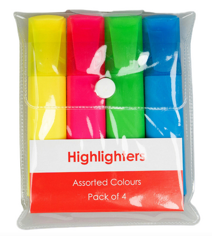 Highlighter Assorted Colour 4Pk