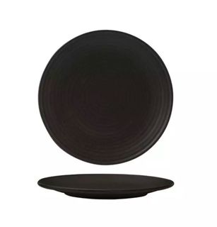 Zuma Charcoal Round Coupe Ribbed Plate 210mm