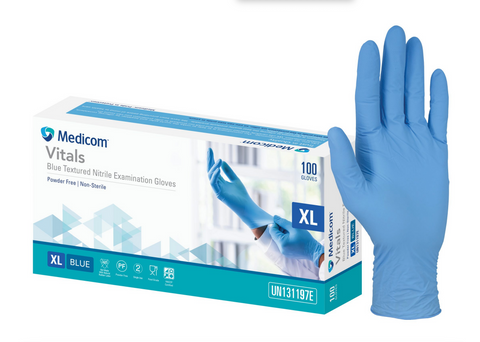 Vitals True Fit  - Blue Textured Nitrile Gloves Small /100