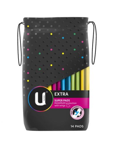 U By Kotex Super Sanitary Pads 14/Pk, 6 Pks/Ctn