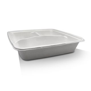 Square Takeaway Tray 9" 3 Compartment