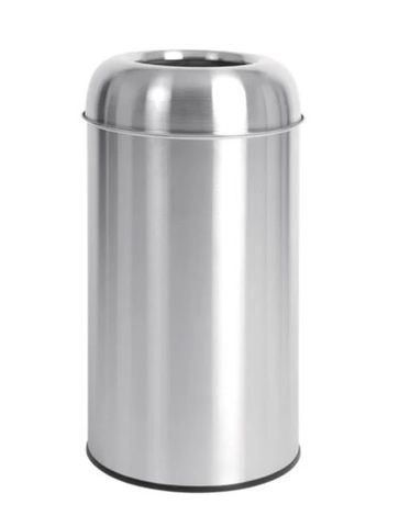 Bolero Stainless Steel Open Lid Bullet Bin Silver 40 Litre