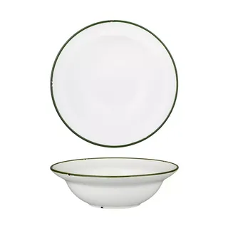 Luzerne Tintin Deep Bowl Plate White Green 240mm 830ml