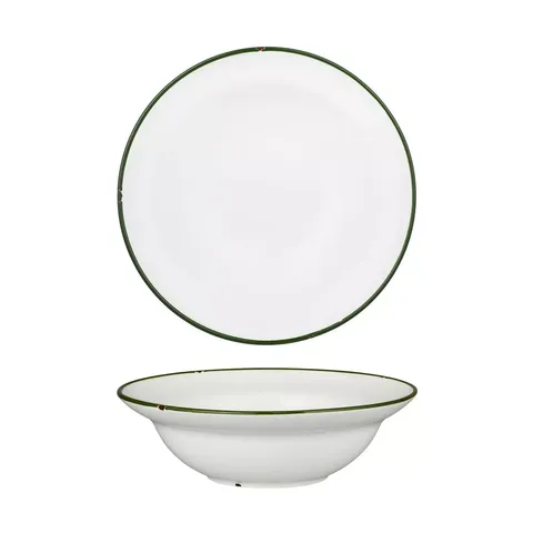 Luzerne Tintin Deep Bowl Plate White Green 240mm 830ml