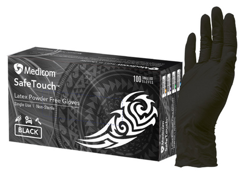 Gloves Latex Black Medium /100