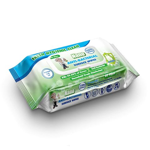 Nano Anti-Bacterial Surface Wipes Pkt80